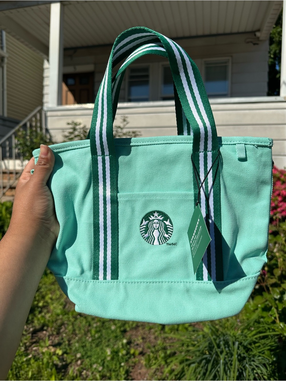 Starbucks Mint Green Canvas Tote -ROAD TRIP COLLECTION - Picture 2 of 4